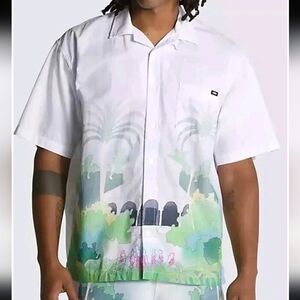 Vans Holiday Button Down Shirt Caribbean Hawaiian Short Sleeve Mens Large NWT